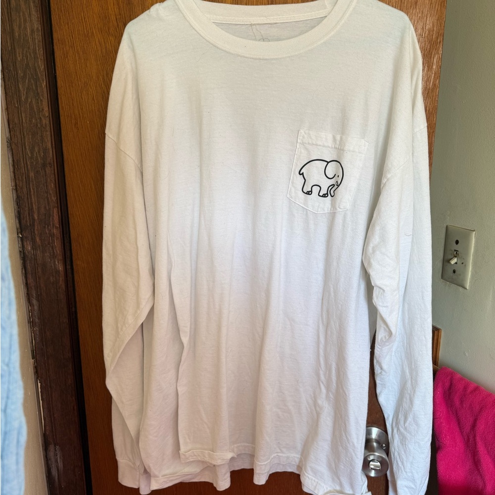Ivory Ella White Long Sleeve Tee with Elephant Pocket